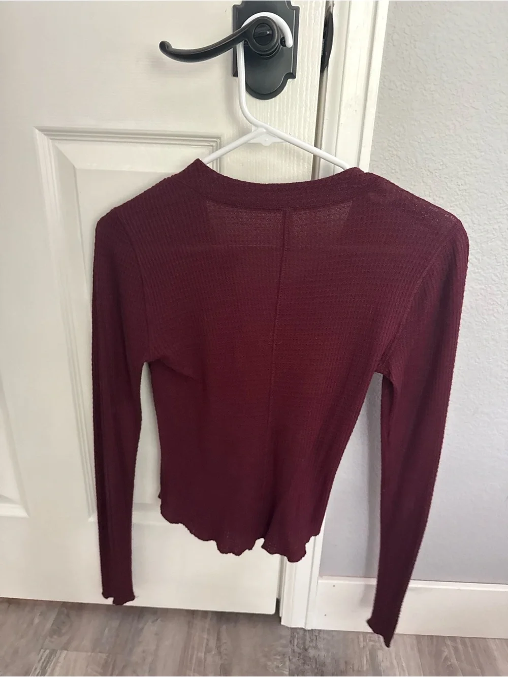 Free People Burgundy One of Your Girls Henley Long Sleeve Top XS